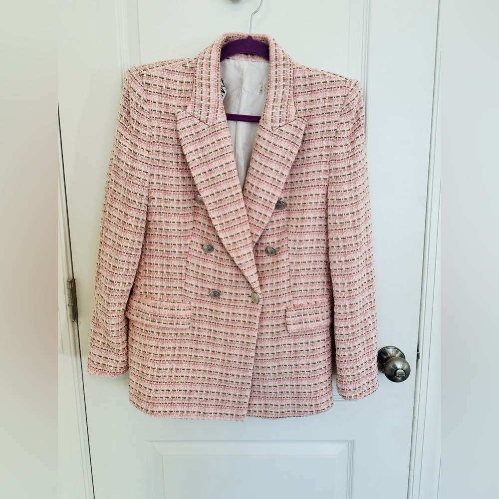 Zara Blazer Pink Tweed